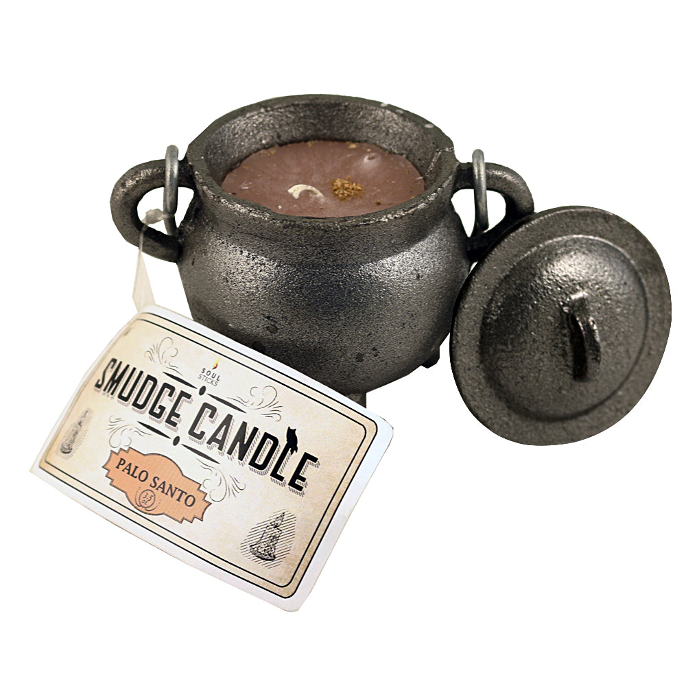 Palo Santo Smudge Candle in Cast Iron Cauldron
