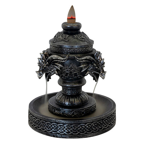 Celtic Triple Dragon Head Polyresin Backflow Incense Burner