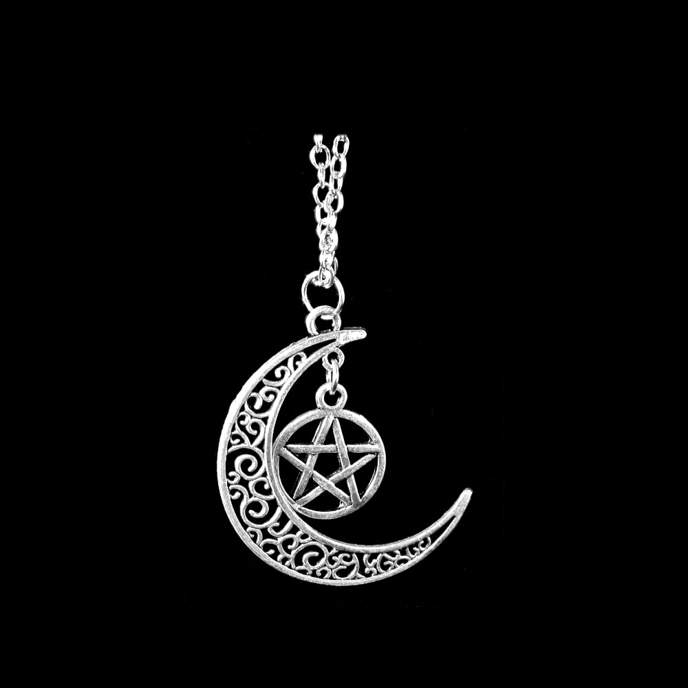 Crescent Moon with Pentagram dangle