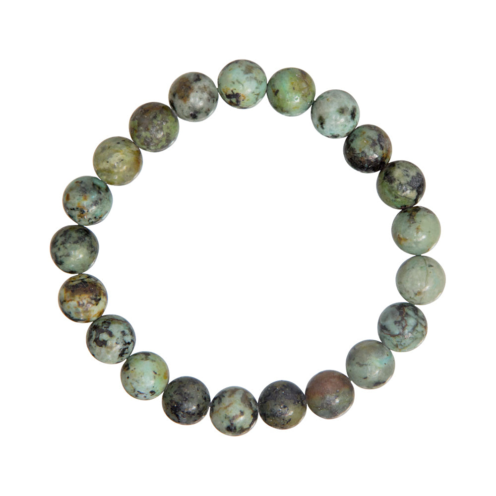 Elastic Bracelet 8mm Round Beads - African Turquoise
