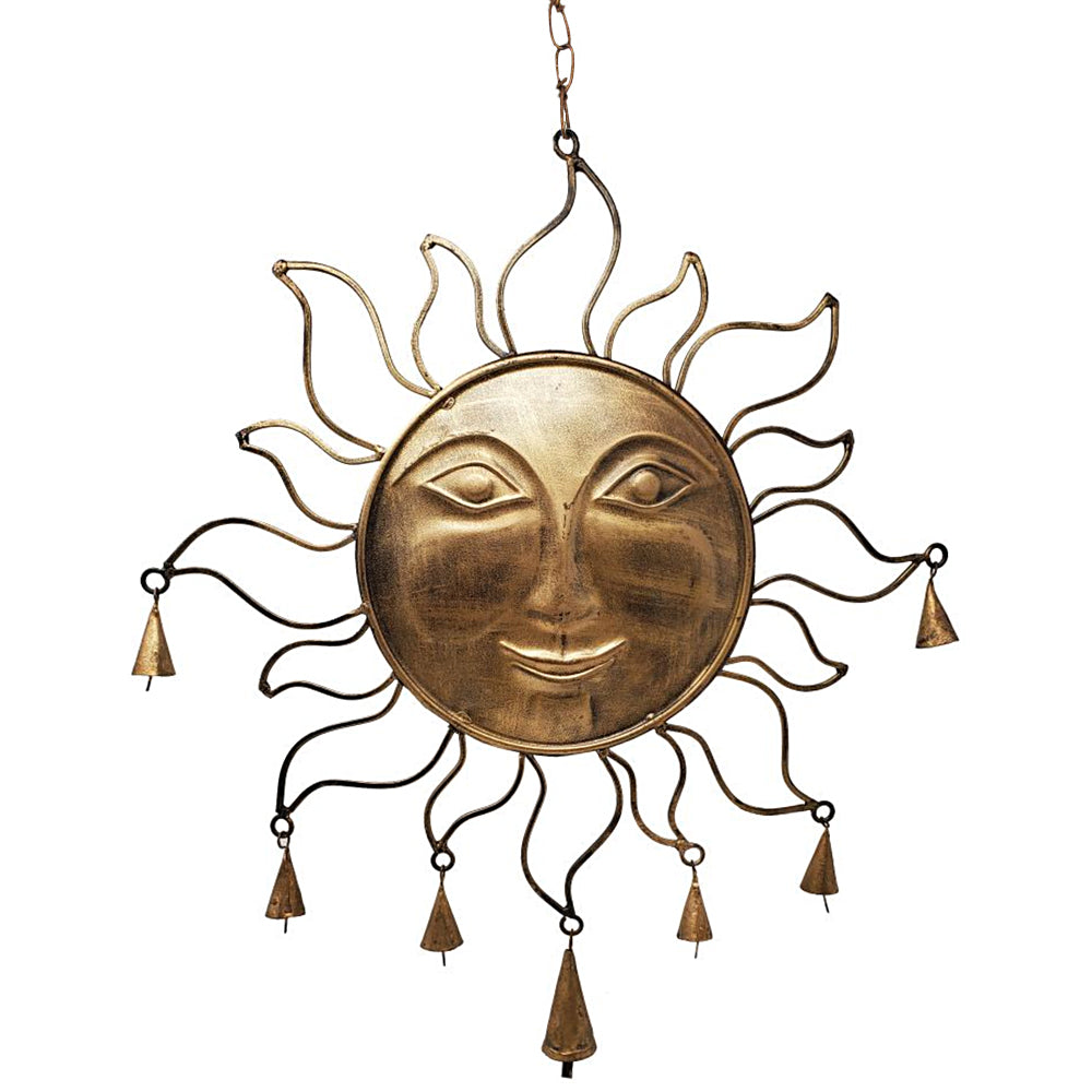Golden Sun Wind Chime with Bells