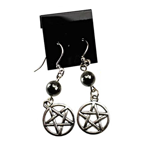 Hematite Pentagram Earrings