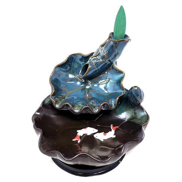 Lotus Ceramic Backflow Cone & Stick Incense Burner