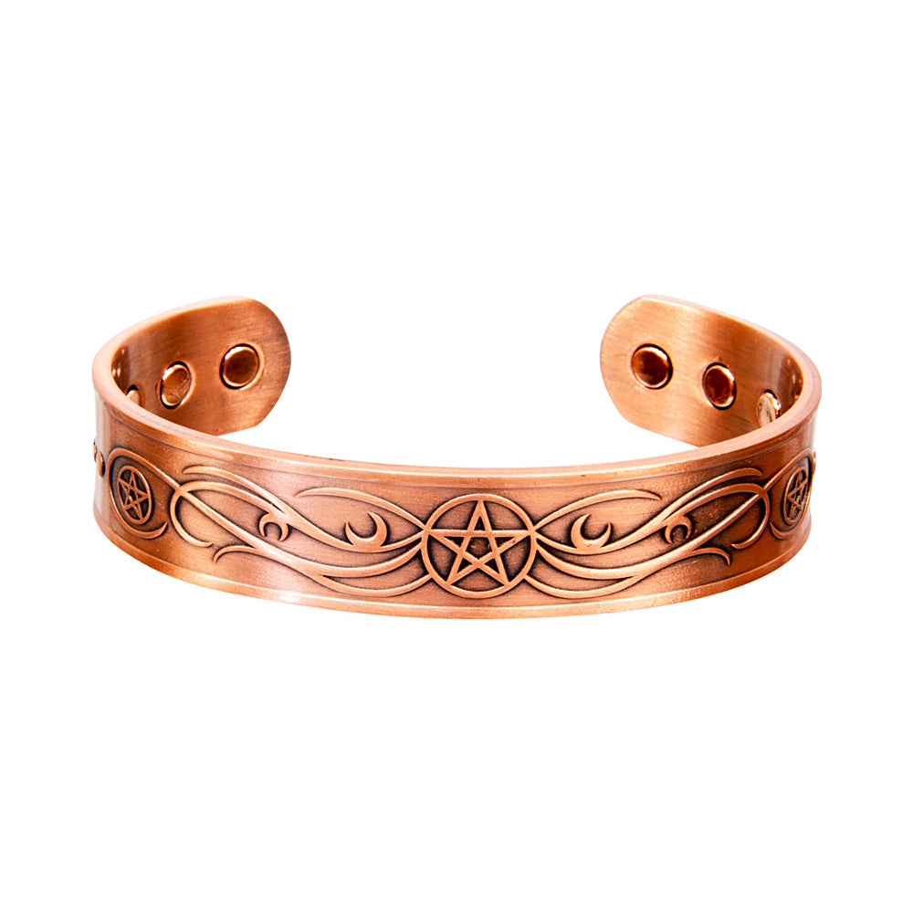 Magnetic Copper Bracelet - Pentacle - Antique Copper