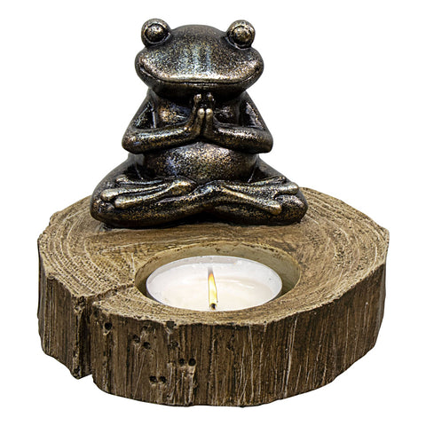 Meditating Yoga Frog Polyresin T-light Holder