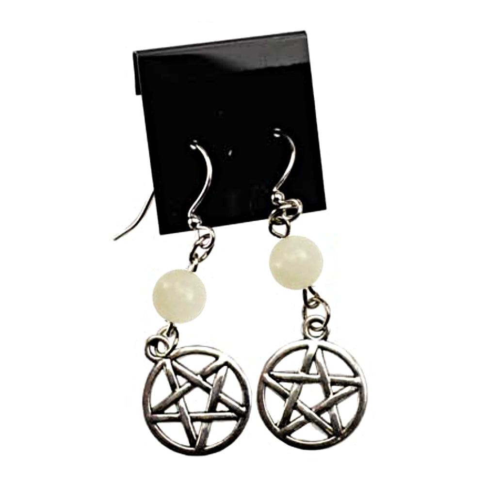 Moonstone Pentagram Earrings