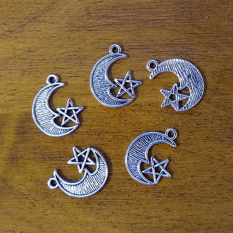 Moon with Pentagram Charm