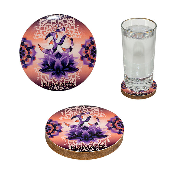 Om Namaste Wooden Printed Coaster