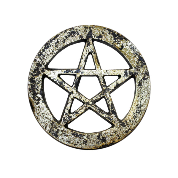 Black W Gold Pentagram Metal Altar Tile Silver Plated Over Solid Brass The Witches Sage Llc