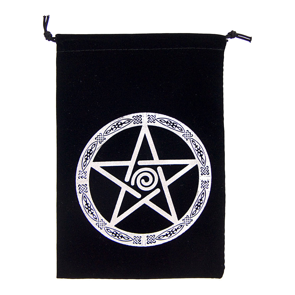 Pentacle Black Velvet Embroidered Bag