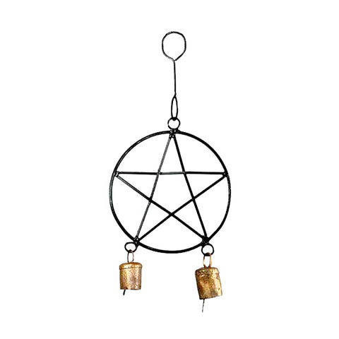 The Witches Sage Triple Moon Pentacle Hanging Bells