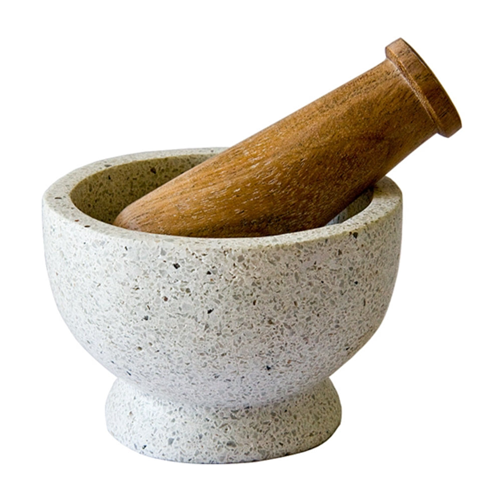 White Terrazzo Mortar & Acacia Wood Pestle