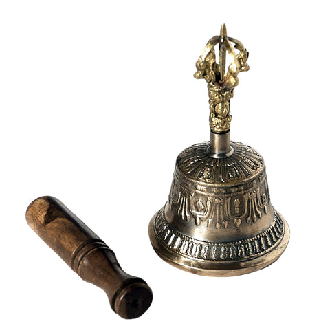 Tibetan Hand Bell with Wooden Striker