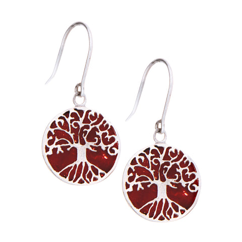 Tree of Life Red Coral Earrings