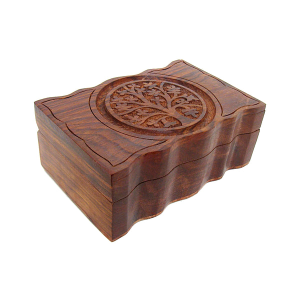 Tree of Life Carved Wood Box 4" x 6"