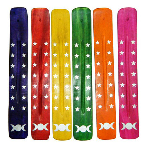 Triple Moon Colorful Painted Wood Ash Catchers