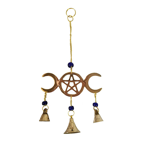 Triple Moon Pentacle Hanging Bells