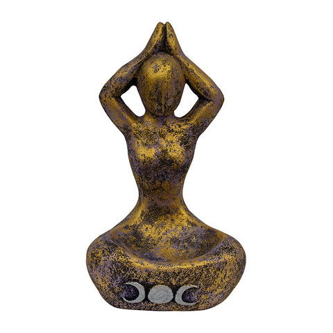 Volcanic Stone Statue - Triple Moon Yoga Goddess