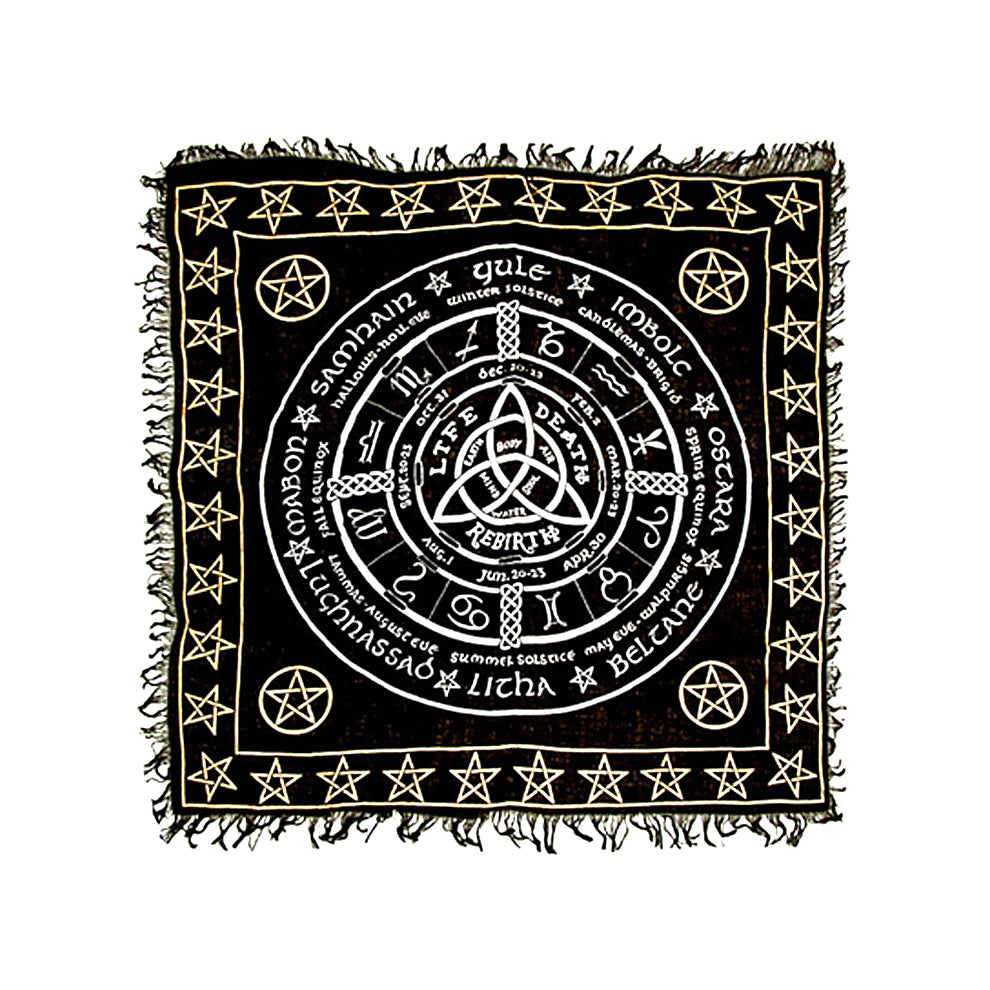 Triquetra Pentacle in Gold & Silver Altar Cloth 36" x 36"