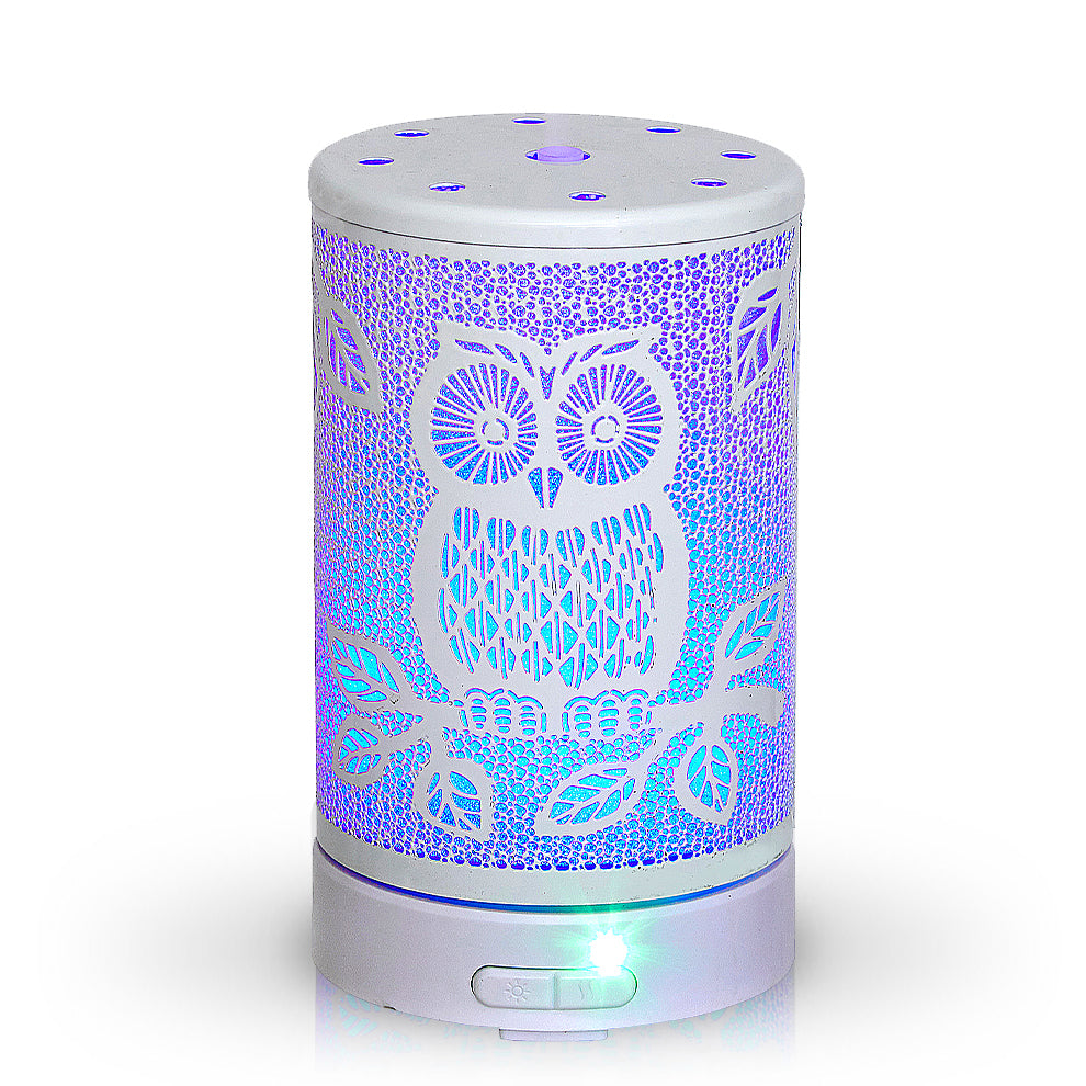 Ultrasonic Diffuser: Owl, White Metal