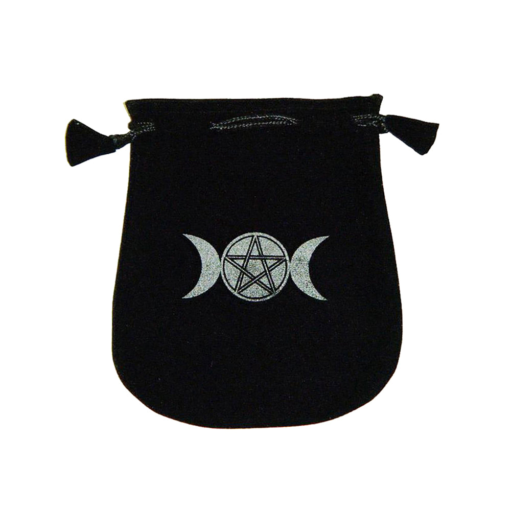 Velvet pouch - Triple Moon with Pentagram