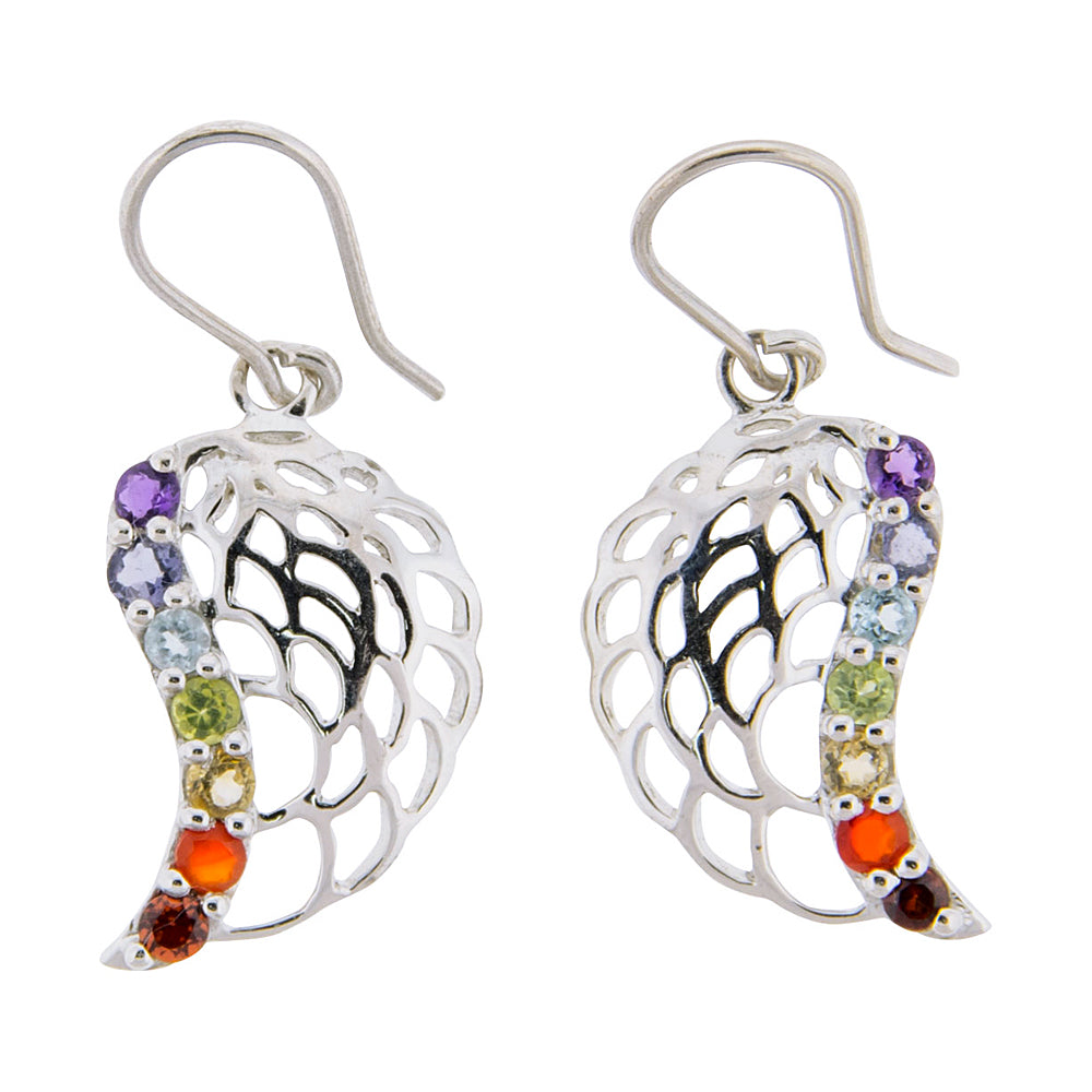 Wing Chakra Earrings with Semi-Precious Stones