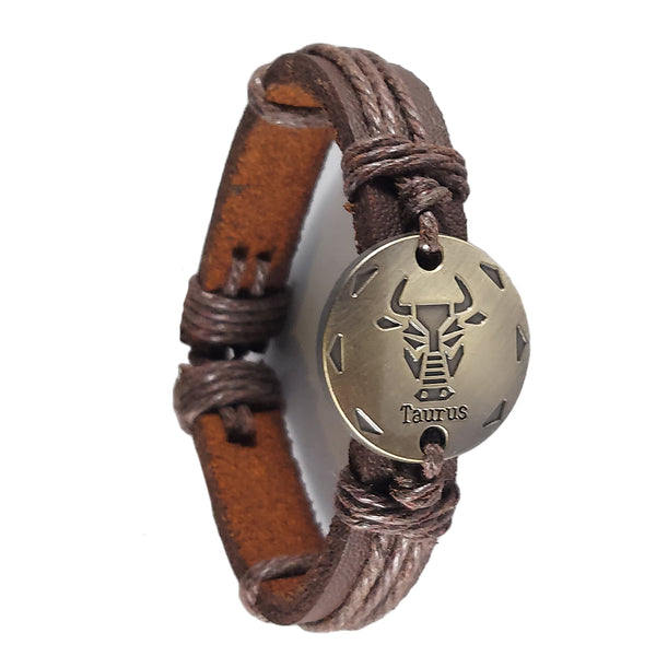 Leather Bracelets with Zodiac Signs